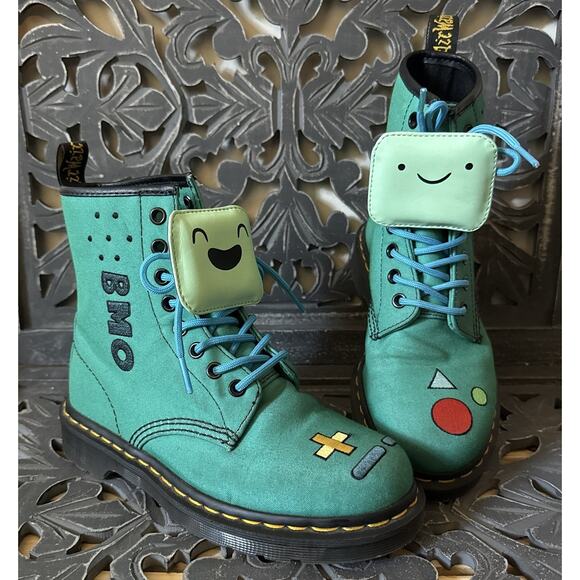 Dr. Martens Shoes - Dr. Martens x Adventure Time BMO 1460 Boots Green Canvas US 6